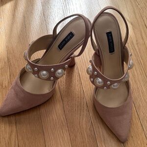 Nine West  Women's dusty pink sling back Heels with Pearl Embellishments